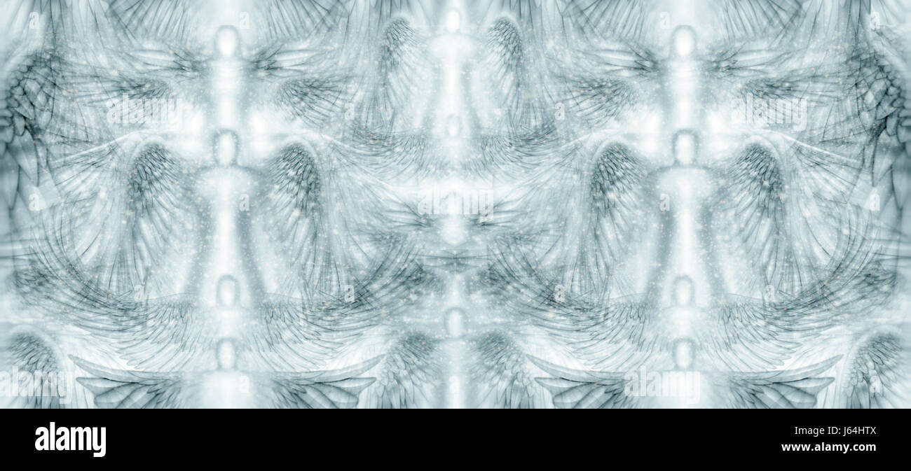 Piastrellabile, seamless, la configurazione di sfondo pannello riempito con angeli e stelle. Foto Stock