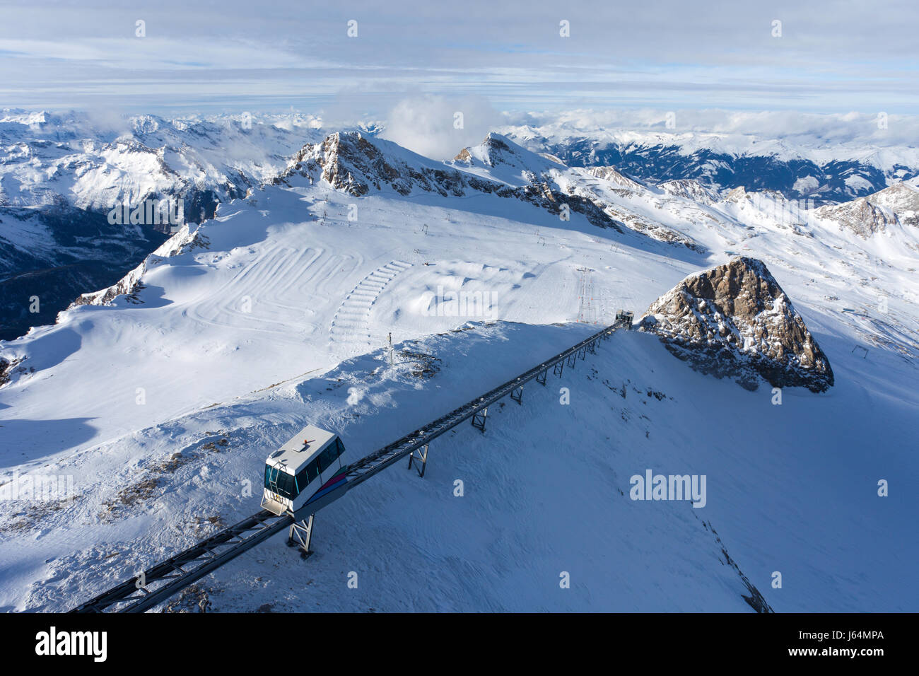 Sciare sul ghiacciaio area in Kaprun, Austria. Foto Stock