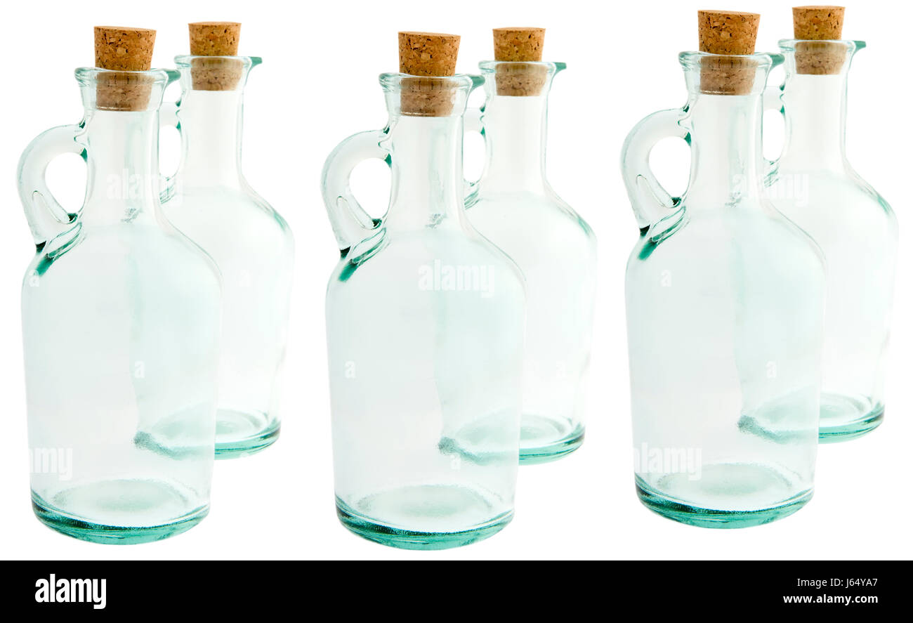 Sughero bottiglia chiusa vetroso contenitore per bottiglia sughero stoppie bottiglia di vetro si svuota Foto Stock