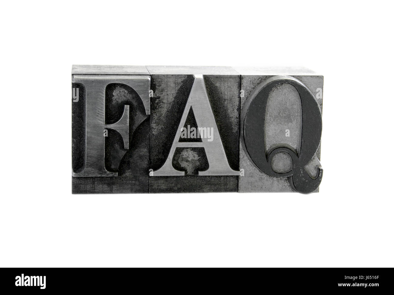 Tipo costruire il modello di lettere in metallo isolato di stampa in rilievo antica di scrittura orizzontale Foto Stock