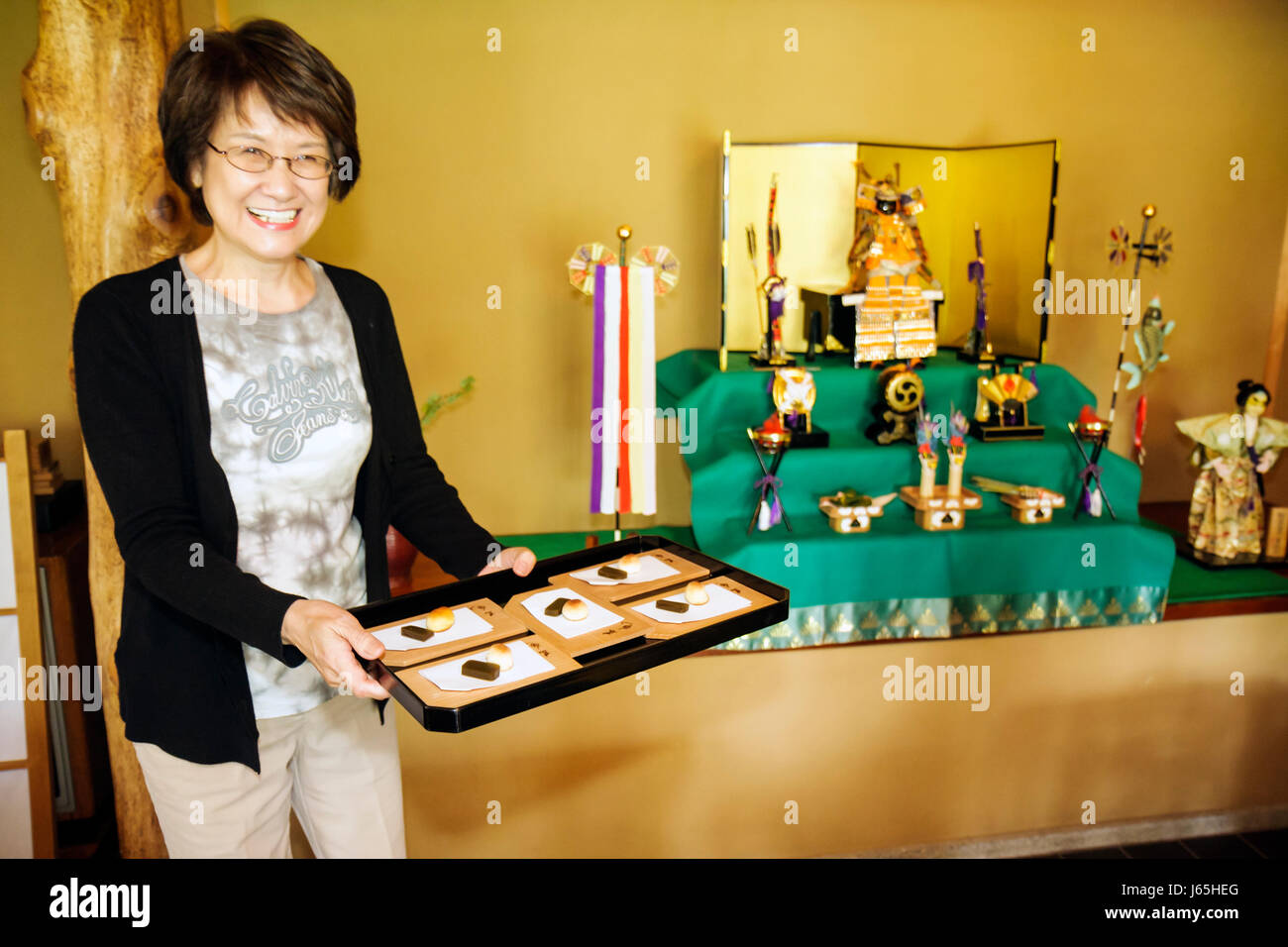 Michigan Saginaw,Japanese Cultural Center & Tea House,arte,patrimonio,mostra vendita mostra collezione artefatti mostra,cerimonia del tè,Sado,tradizione,de Foto Stock