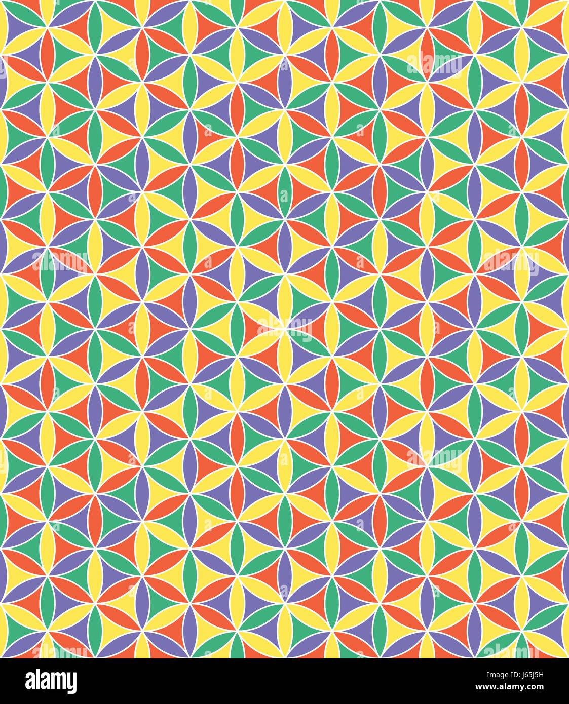 Fiore della Vita seamless pattern, geometria sacra e simboli esoterici Illustrazione Vettoriale