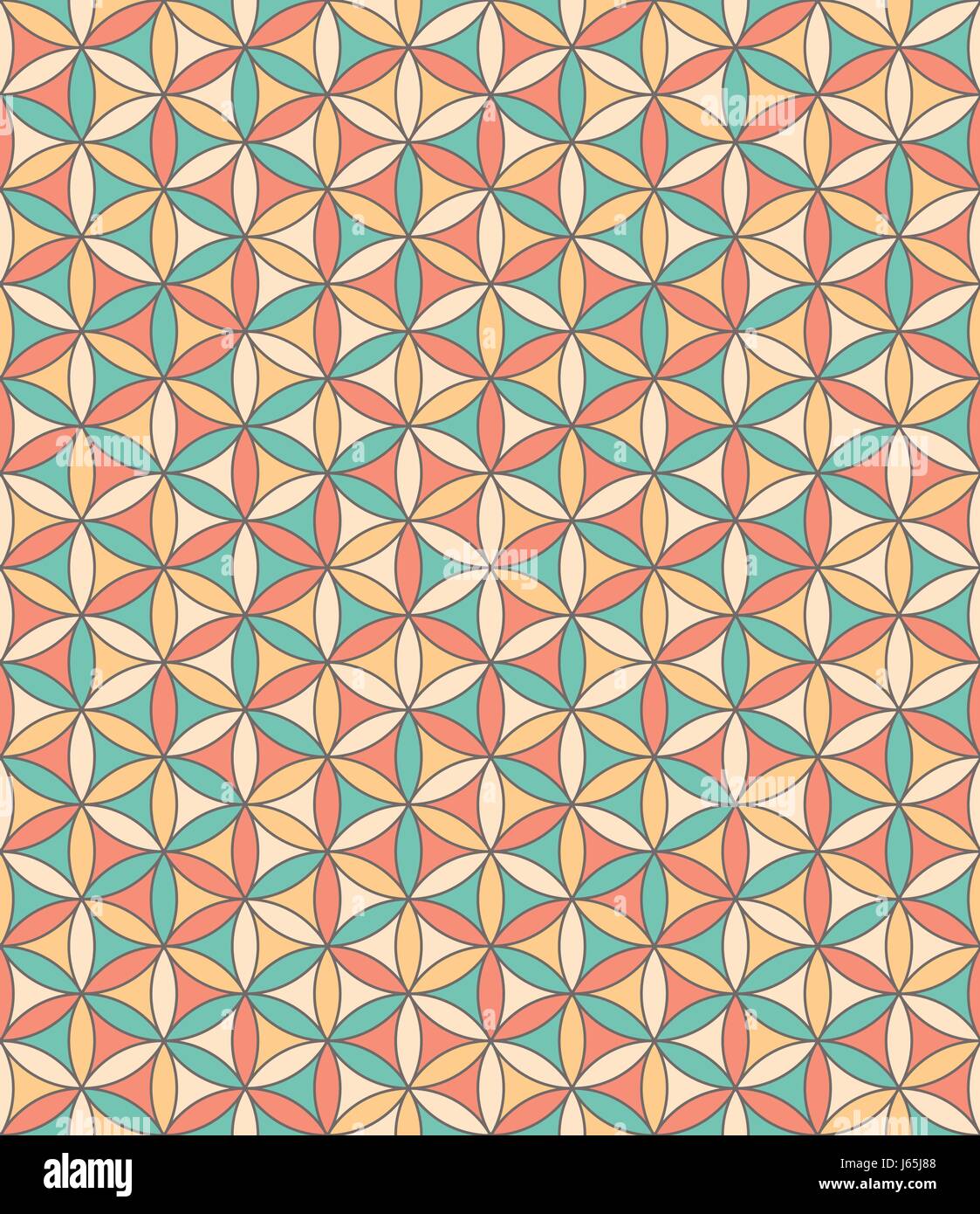 Fiore della Vita seamless pattern, geometria sacra e simboli esoterici Illustrazione Vettoriale