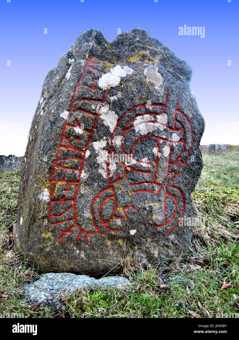 Stone Svezia la scrittura di font di carattere TIPOGRAFIA viking pietra runica vichinghi city Foto Stock