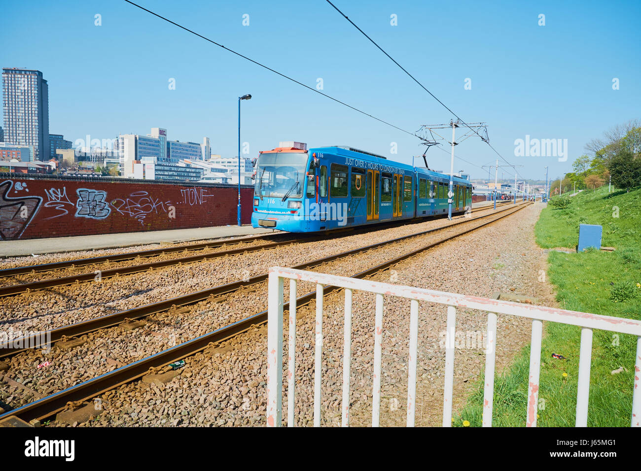 Tram, Sheffield South Yorkshire, Inghilterra Foto Stock