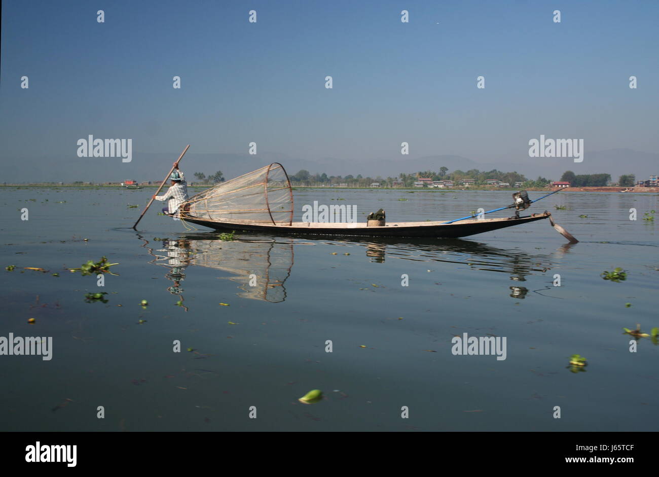 Pescatore, Lago Inle, Myanmar (Birmania) Foto Stock