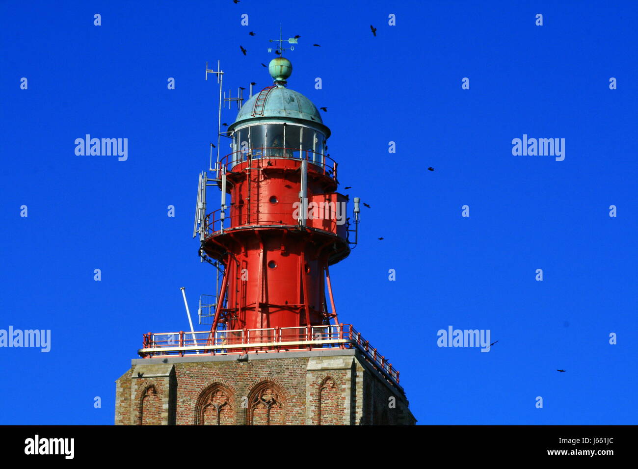 Navigazione storico holland costa faro di avvertimento shine brilla luminosa Foto Stock