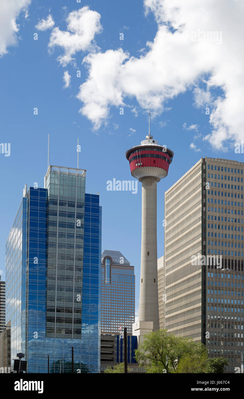 Palliser Sud, Banker's Hall e la Calgary Tower edifici nel centro di Calgary Foto Stock