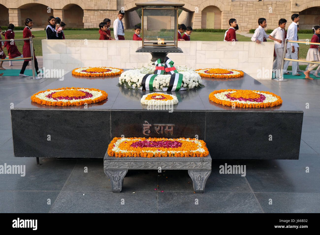 Rajghat, Nuova Delhi. Memorial al Mahatma Gandhi corpo luogo di cremazione, Delhi, India nel febbraio, 13, 2016. Foto Stock