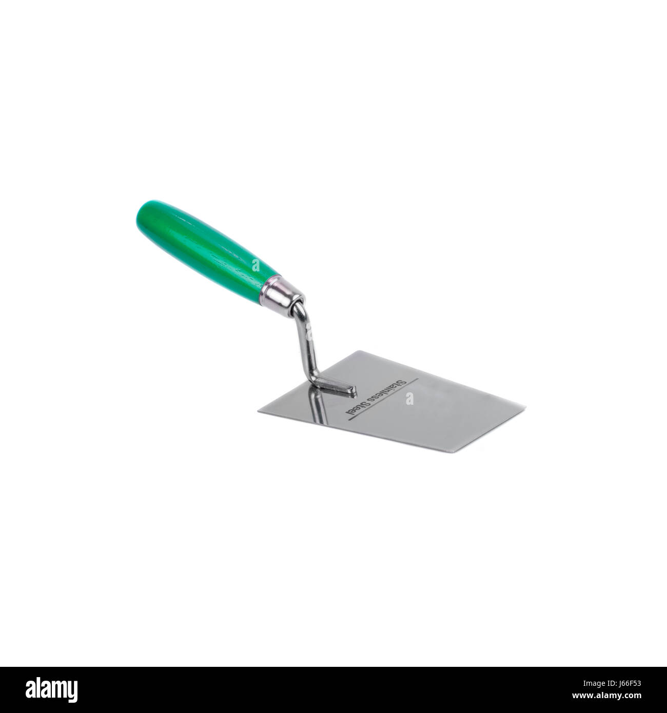 Verde maniglia cazzuola cazzuola mattone lavoro lavoro lavoro strumenti strumento costruire macro close-up Foto Stock