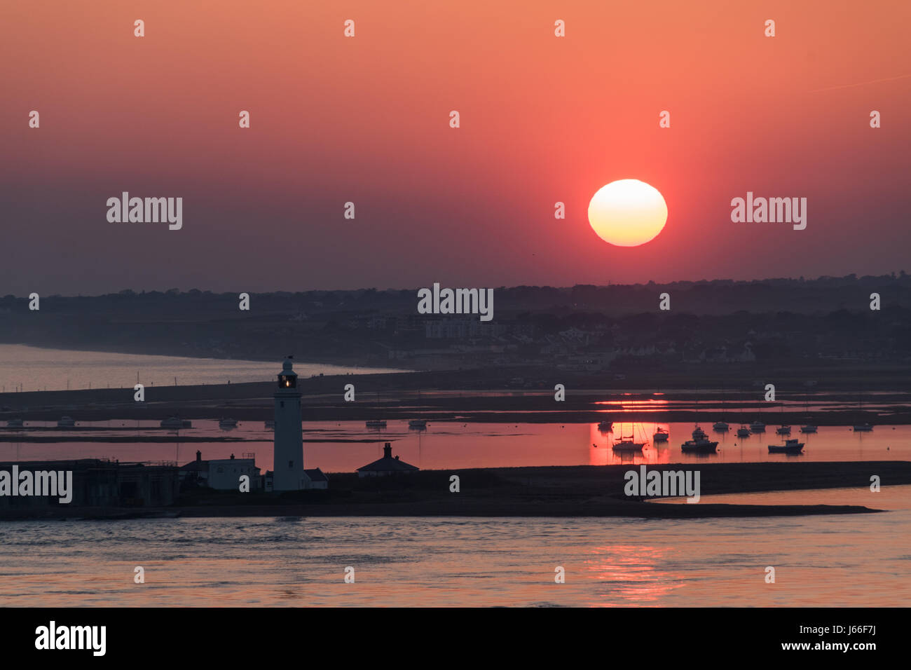 Hurst castle tramonto Foto Stock