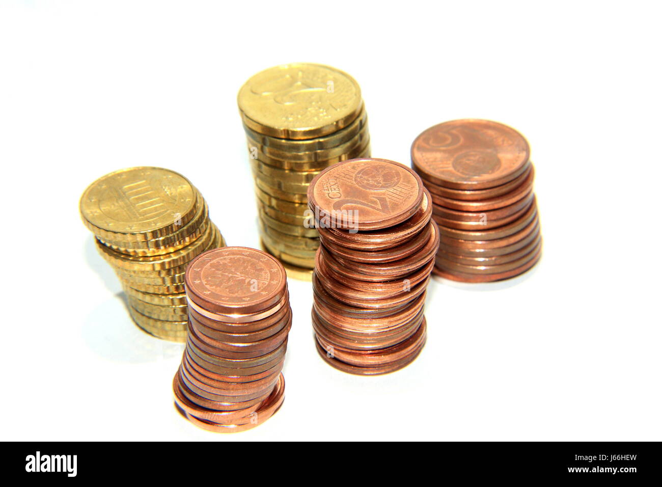 I prestiti bancari istituzione stack di monete specie a freddo in contanti il denaro in contanti Foto Stock