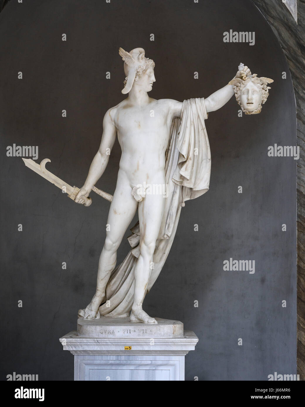 Roma. L'Italia. Perseo trionfante, sculture di Antonio Canova, 1800-1801, Museo Pio Clementino, Musei Vaticani. Foto Stock