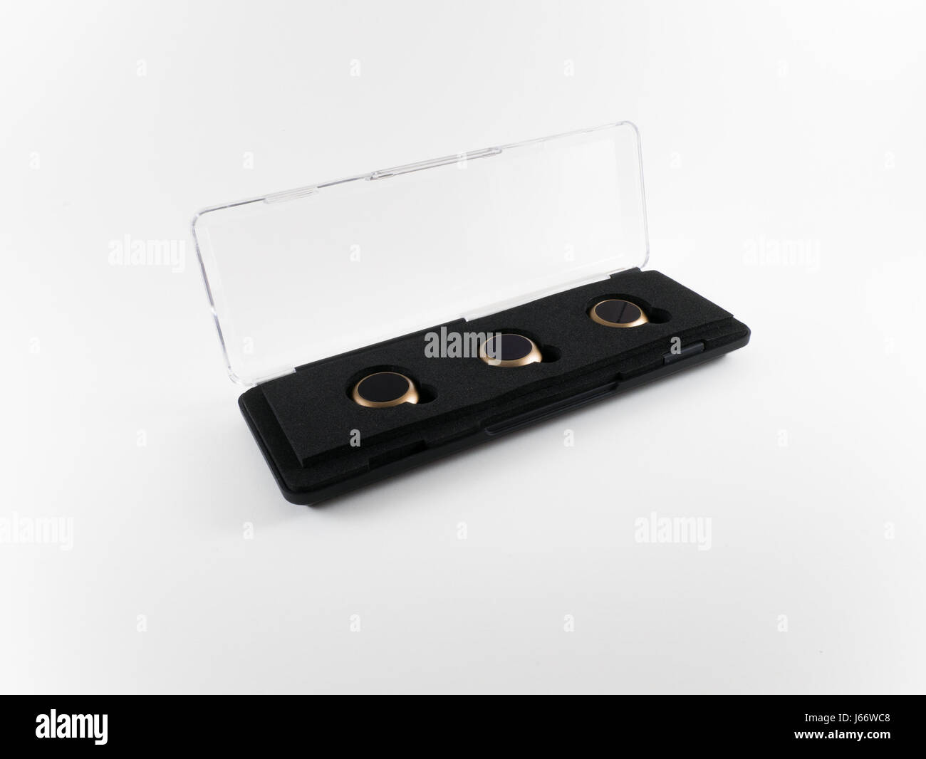 Tre Densità Neutra filtro fotografia all'interno di una custodia per il trasporto Foto Stock