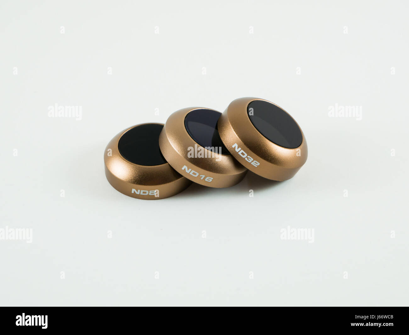 Tre filtri di densità neutri si sovrappongono in modo da minore a maggiore densità Foto Stock