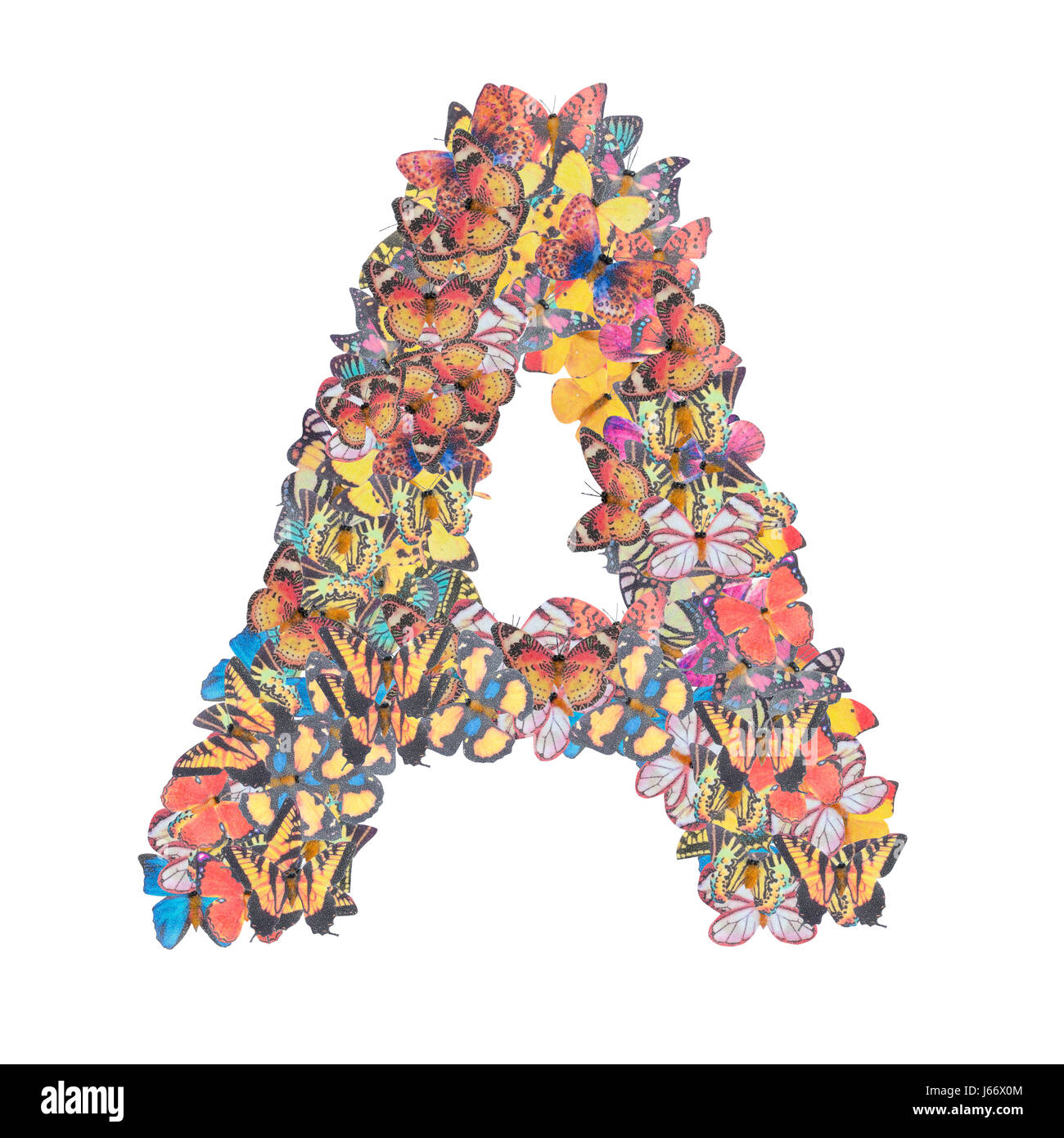 Lettera di un alfabeto con butterfly abc tipo di concetto come isolato del logo su sfondo bianco Foto Stock