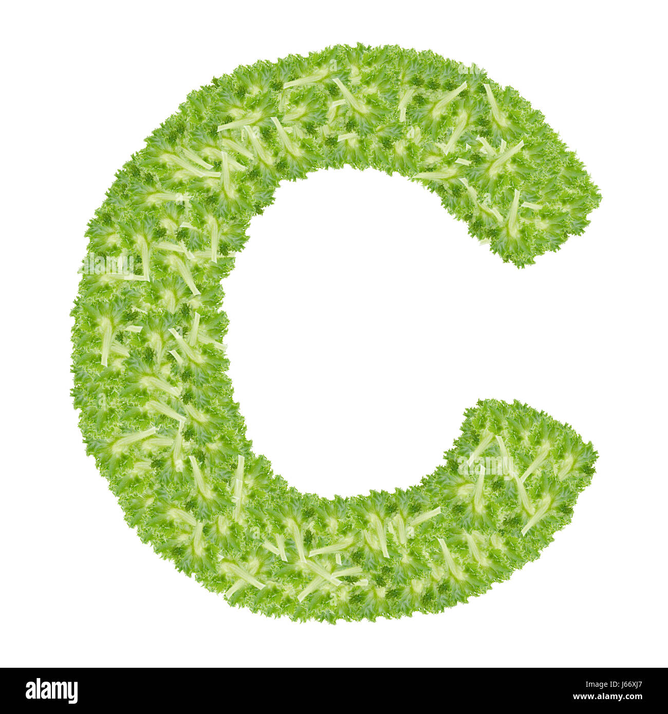 Lettera C alfabeto con foglia di hydroponics abc tipo di concetto come isolato del logo su sfondo bianco Foto Stock