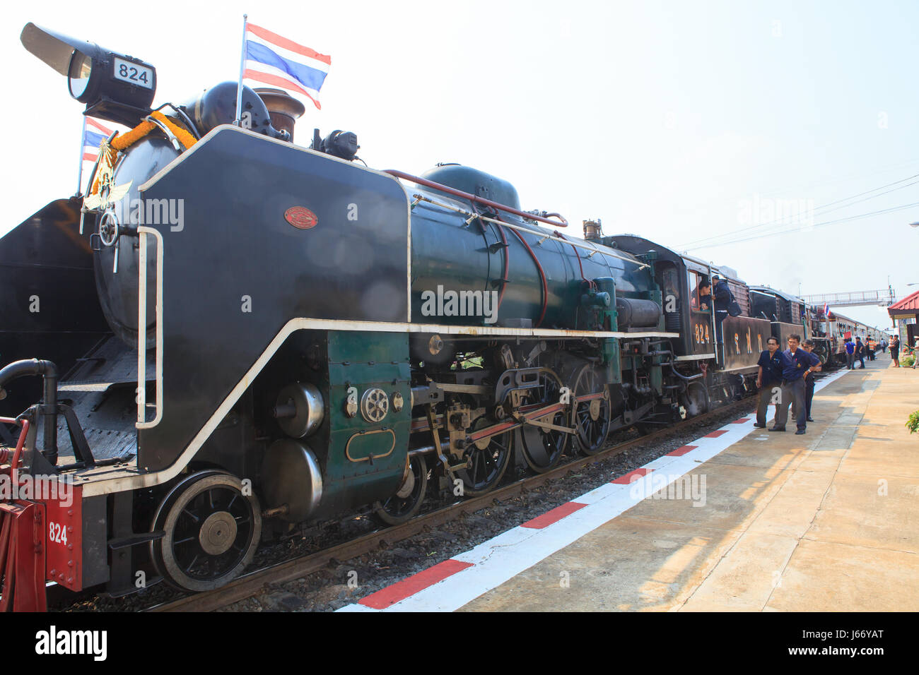 AYUTHAYA THAILANDIA - MAR28 : thai treni locomotiva parcheggio e preparazione al viaggio speciale per ayuthaya provincia sito del patrimonio mondiale e la storica importan Foto Stock