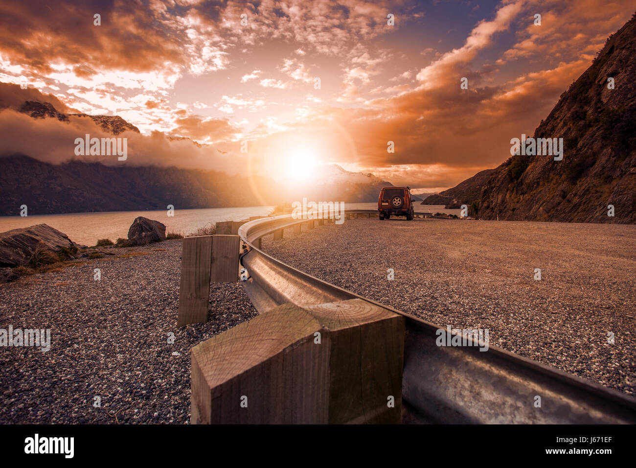 Bellissima scenic ,si affacciano sul lago di Wakatipu queenstown isola del sud della Nuova Zelanda Foto Stock