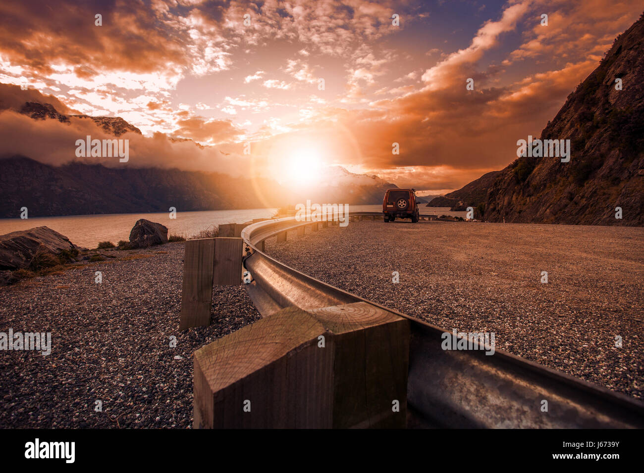 Bellissima scenic ,si affacciano sul lago di Wakatipu queenstown isola del sud della Nuova Zelanda Foto Stock