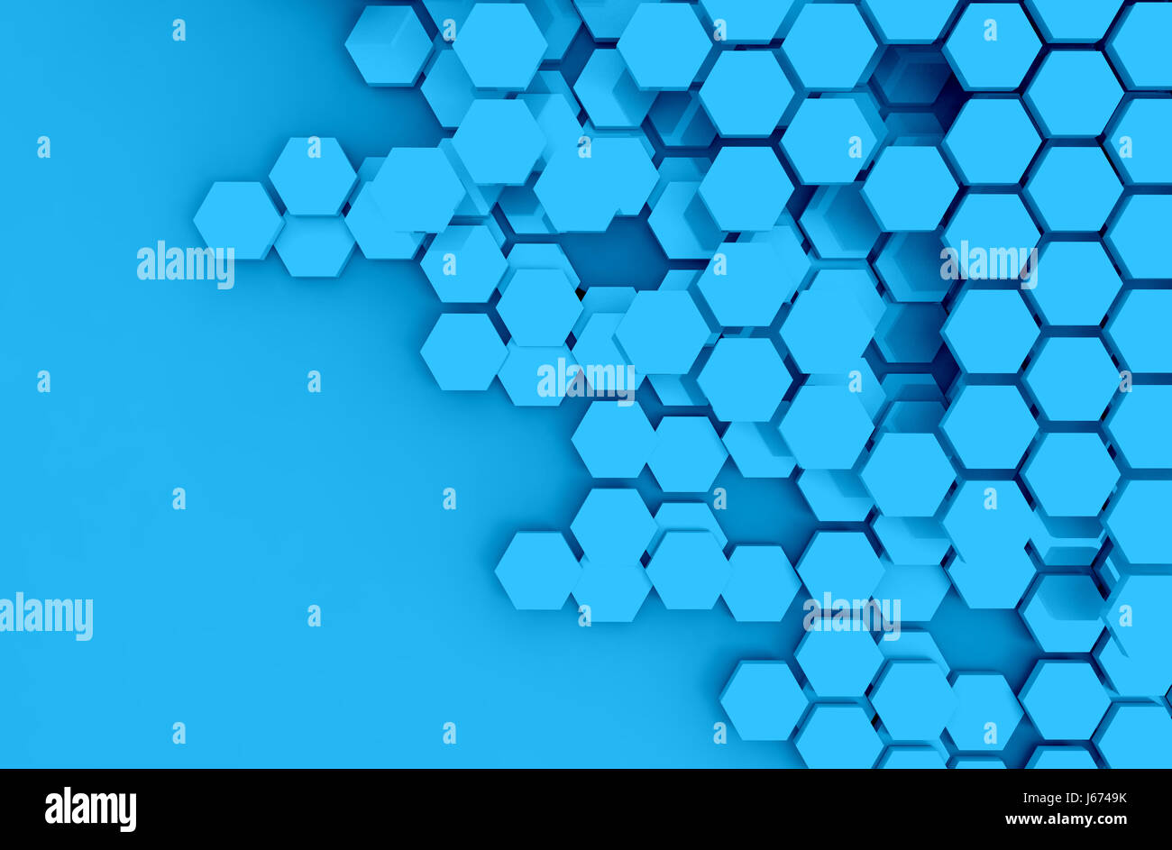 Blockchain distribuiti ledger technology , esagono blu a sei lati simbolo poligono su sfondo , cryptocurrencies o concetto bitcoin Foto Stock