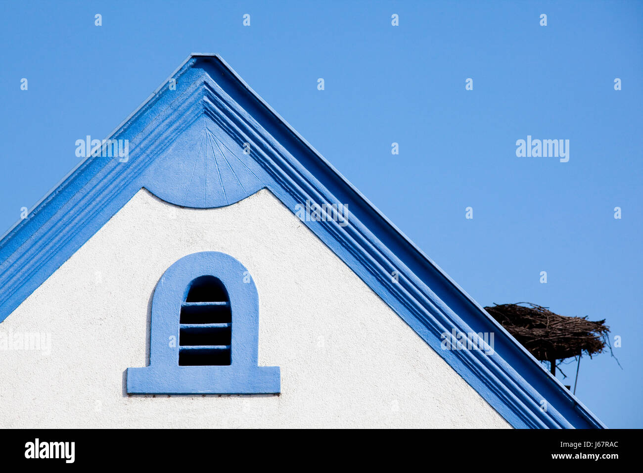Posizione tiro fuori il blu austriaci architekturdetail blau-wei sterreich Foto Stock