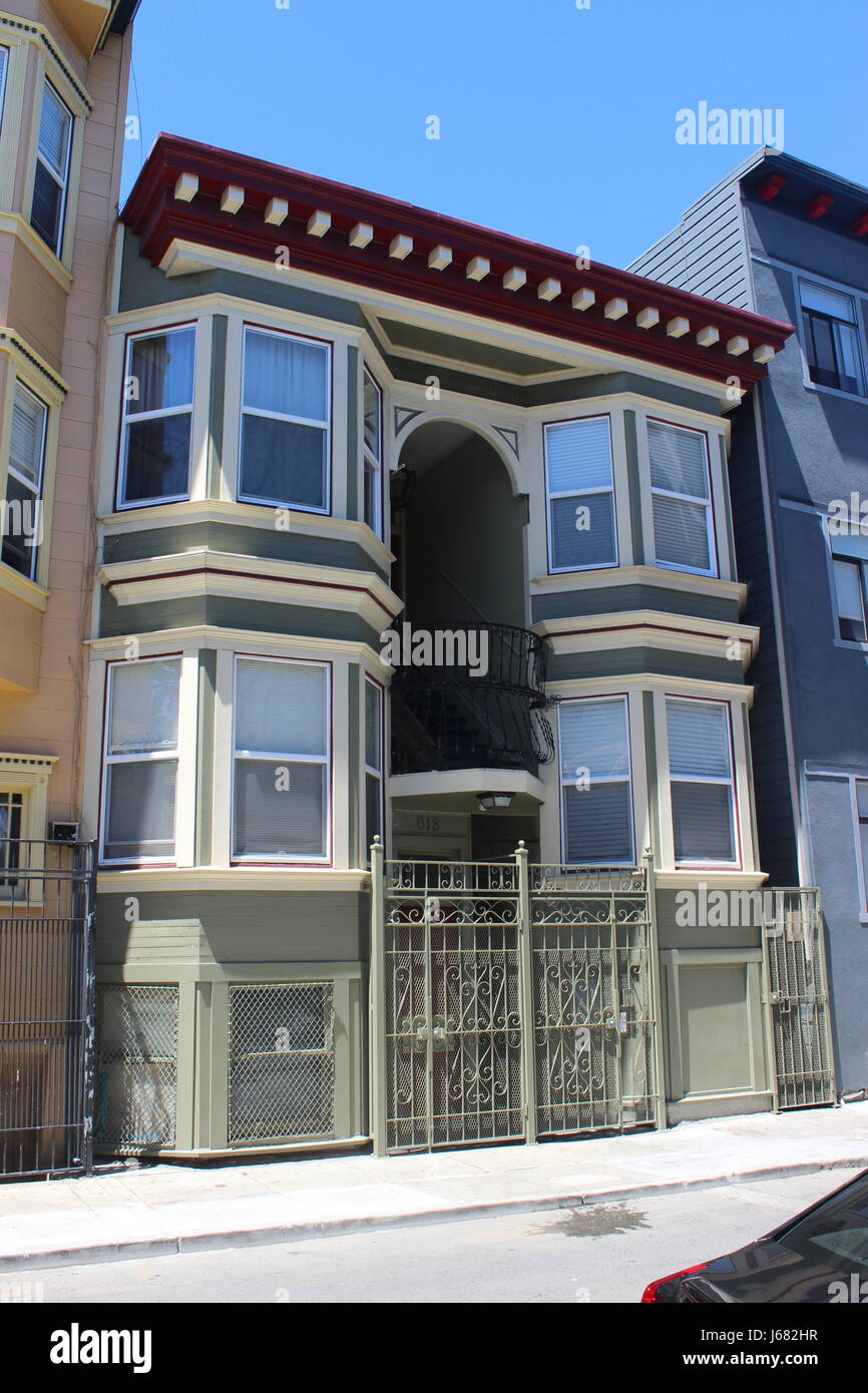 Edwardian 'Romeo' appartamenti costruito 1911, a Sud di Market, San Francisco Foto Stock