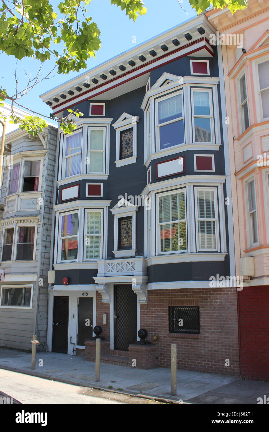 Edwardian 'Romeo' appartamenti costruito intorno al 1915, a Sud di Market, San Francisco Foto Stock
