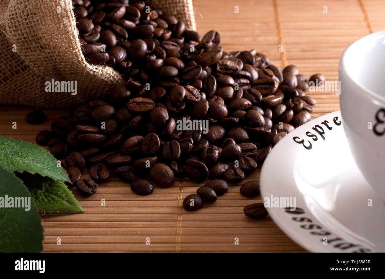 Tazza di bevanda design modello di concetto di progetto progetto piano sacchetto chicco di caffè tazza di cibo Foto Stock