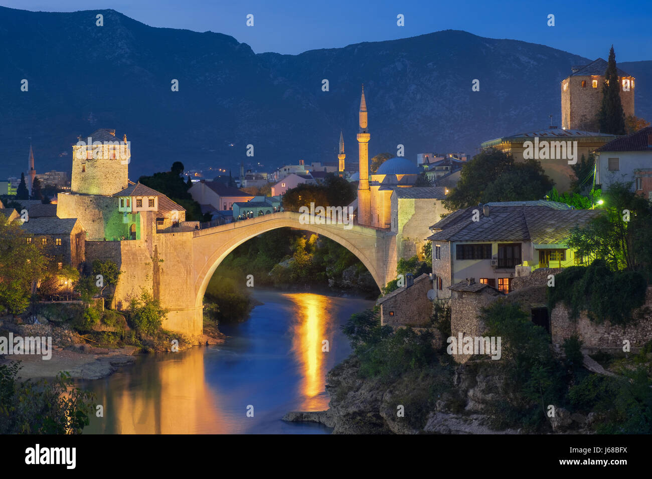 Vista Panaromic del ponte di Mostar Foto Stock