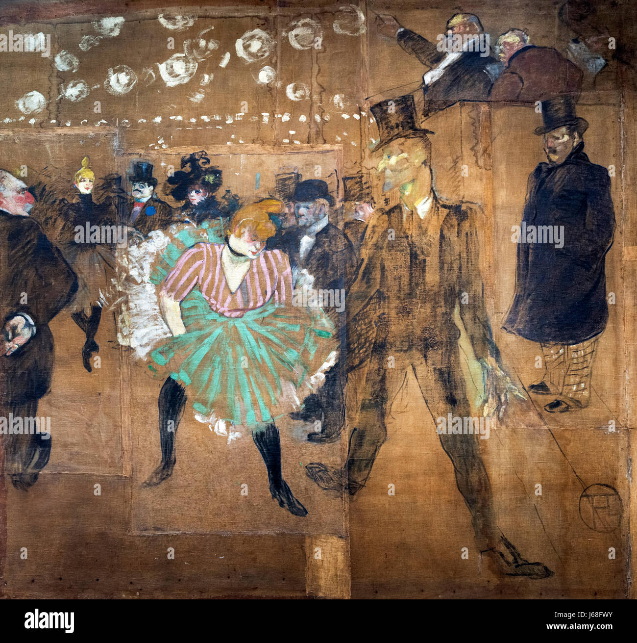 Pittura di Toulouse-Lautrec. 'La Danse au Moulin Rouge" (Danza al Moulin Rouge) da Henri de Toulouse-Lautrec (1864-1901), olio su tela, 1895. La pittura è anche noto come 'La Goulue et Valentin le Désossé' Foto Stock