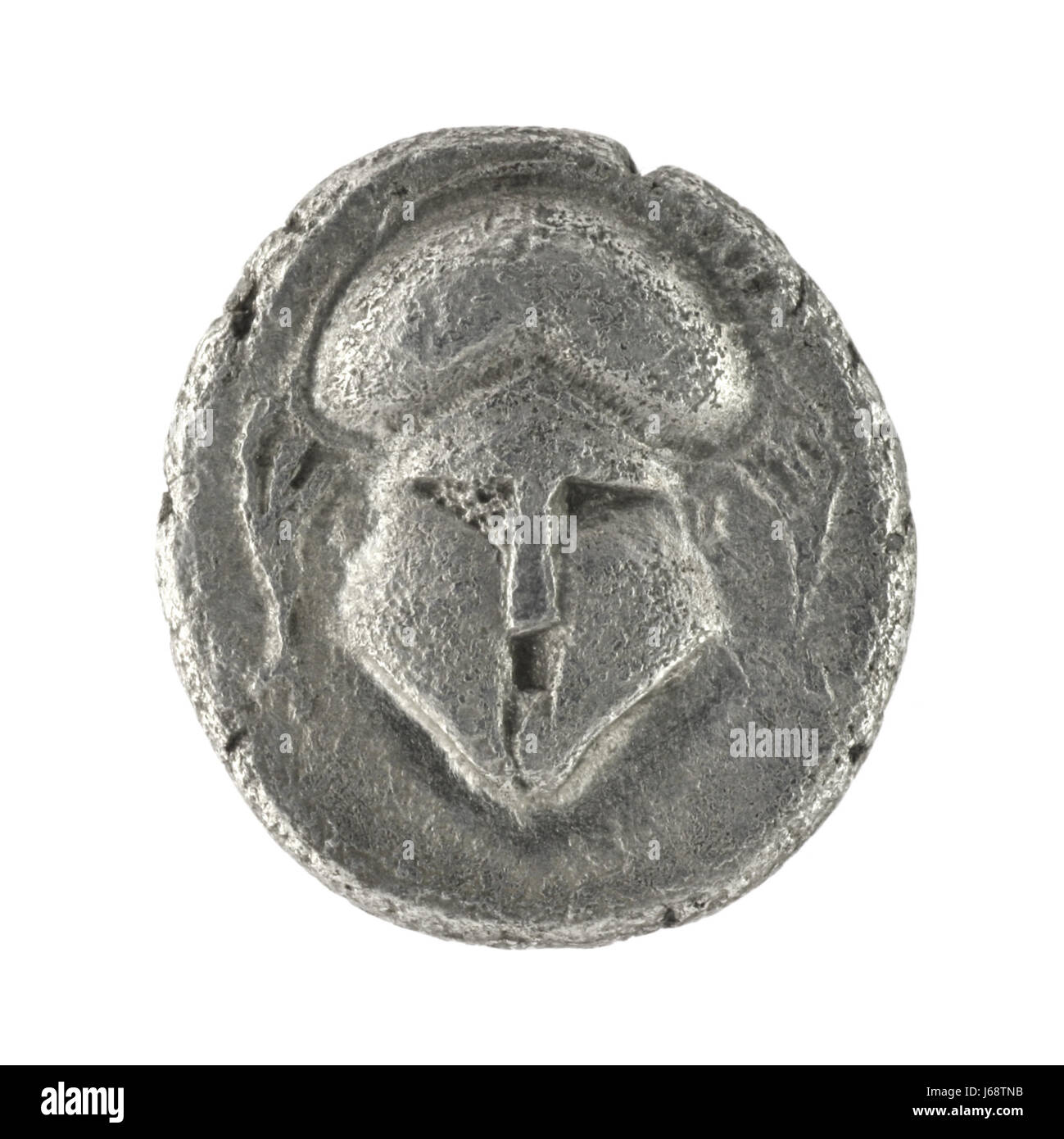 La Grecia antica moneta greca soldato vintage casco oggetto antica arte storica Foto Stock