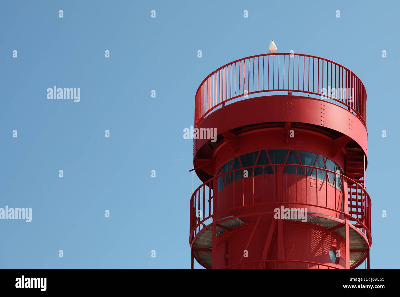 Rampa faro di navigazione emblema rosso faro di segno del segnale di navigazione blu Foto Stock