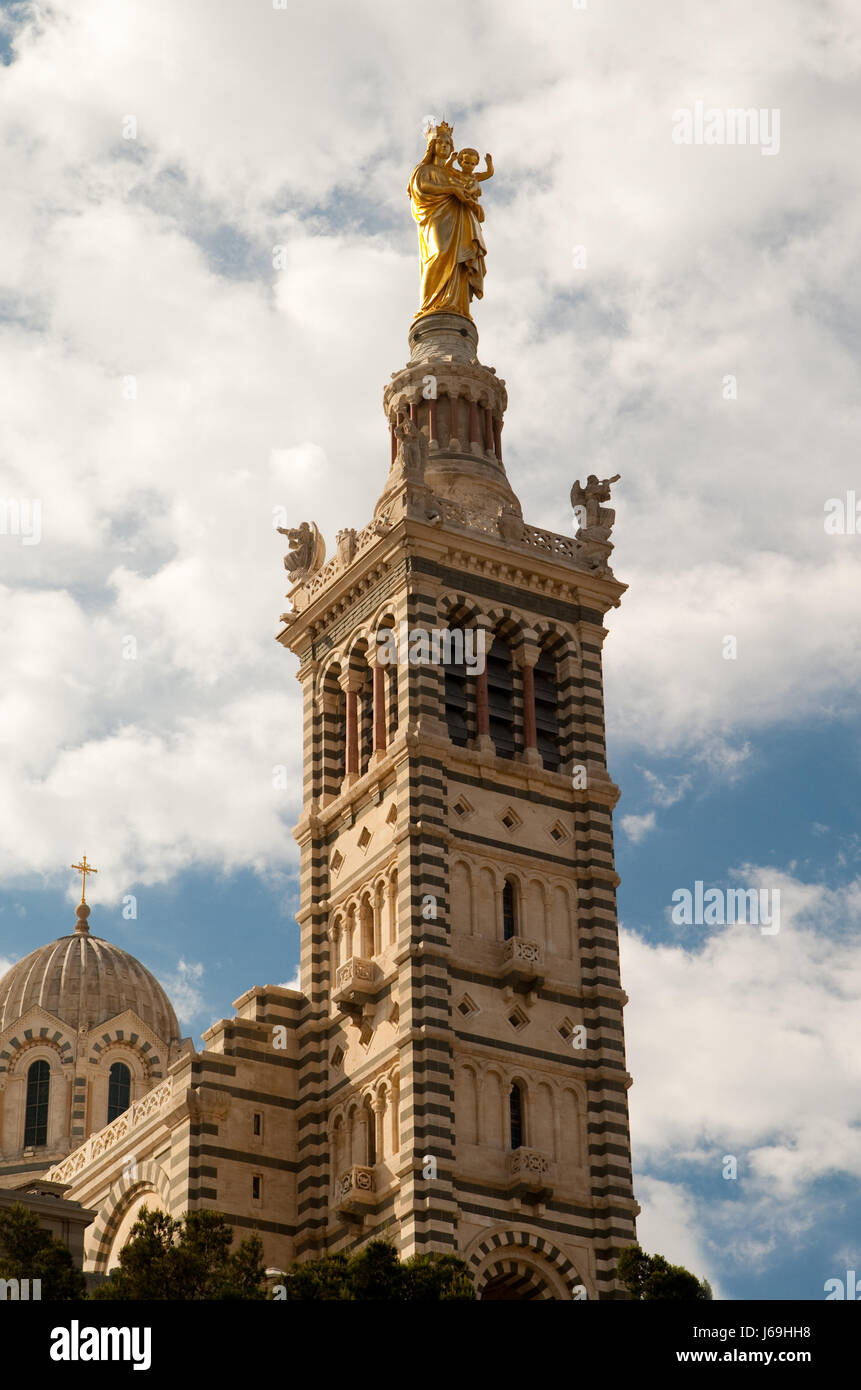 Signora Francia Francia meridionale di guardia della torre di Marsiglia shine brilla luminosa lucent Foto Stock
