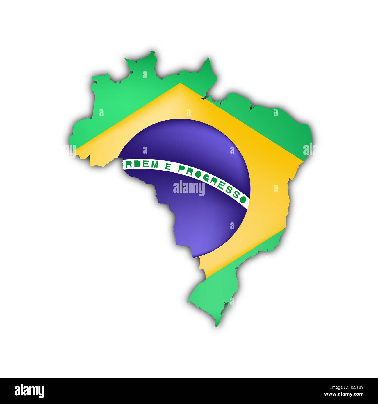 America Bandiera Brasile del Sud mappa atlas mappa del mondo di viaggio blu verde grafica Foto Stock