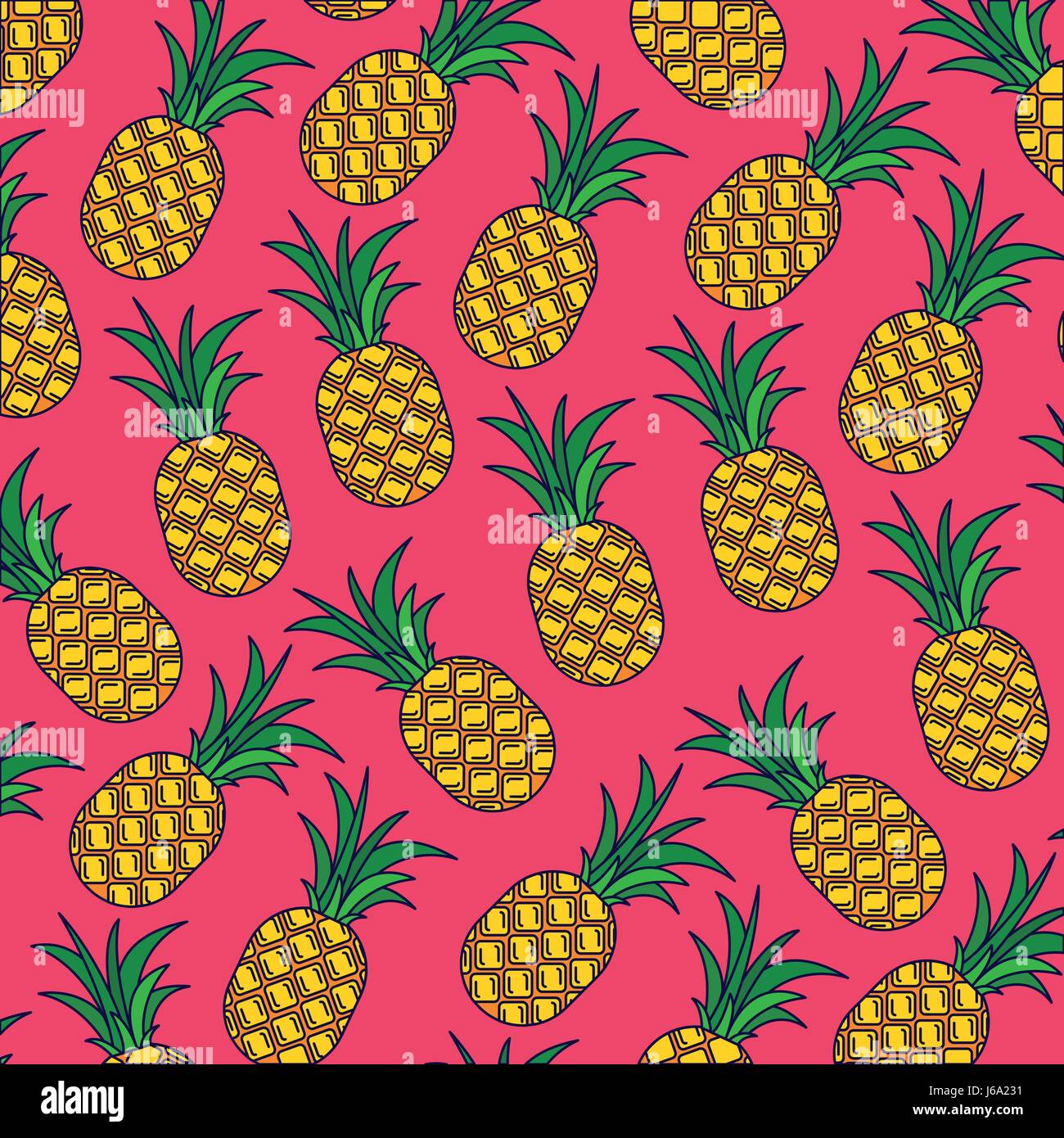 Sfondo rosa con pattern di ananas frutta Illustrazione Vettoriale