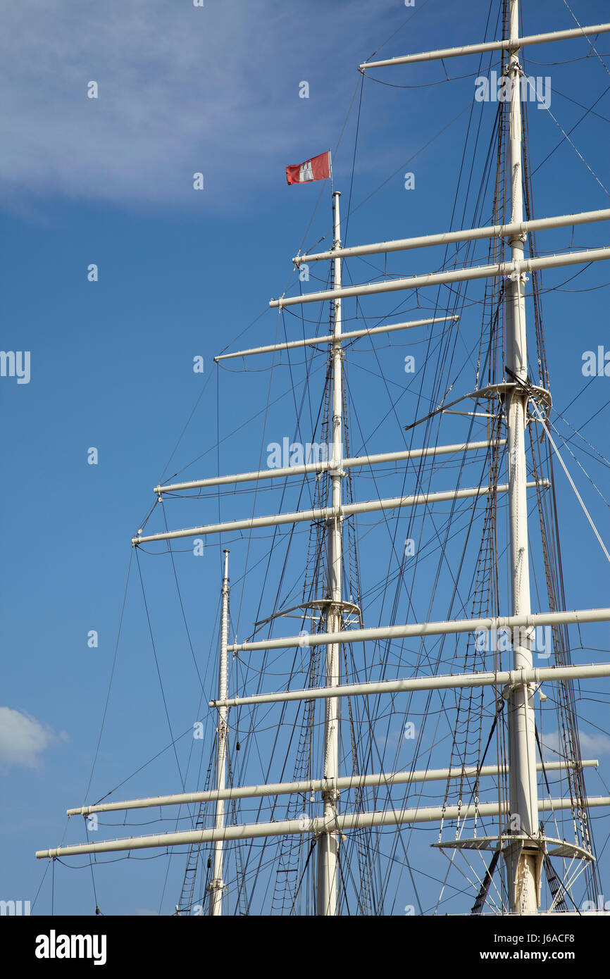 Il porto di Amburgo città anseatica nave a vela Barca a Vela Barca a vela barca a remi Foto Stock