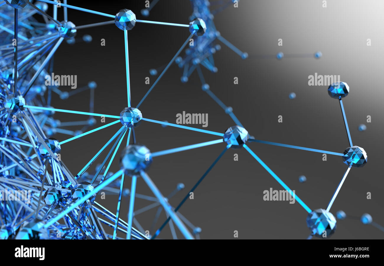 Rete Blockchain , machine learning , apprendimento profondo e le reti neurali concetto. Elegante ingegneria astratto, la scienza e la tecnologia. Distribu blu Foto Stock