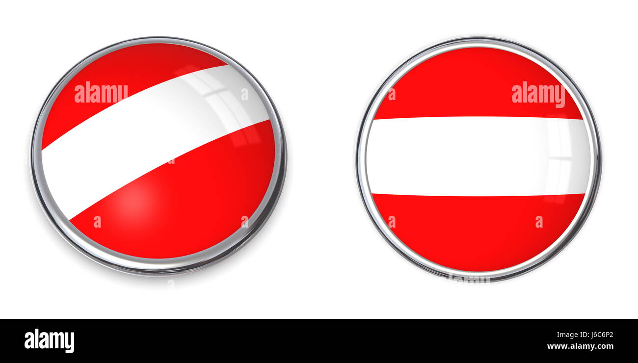 Austria bandiera banner pulsante pin badge adesivo stickers Viaggi turismo isolato Foto Stock