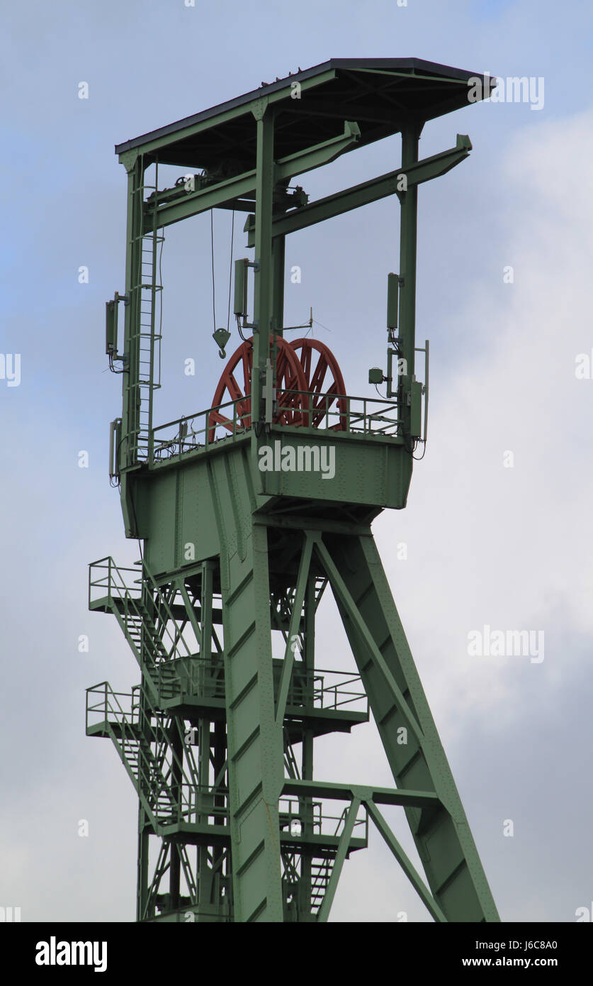 Monumento del settore materie prime del minerale di ferro del minerale pit foerderanlage industriedenkmal Foto Stock