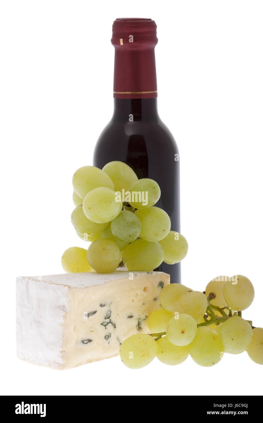 Cibo di frutta piatto unico formaggio bottiglia di vino di uva da vino uva da vino-uva da vino cibo Foto Stock