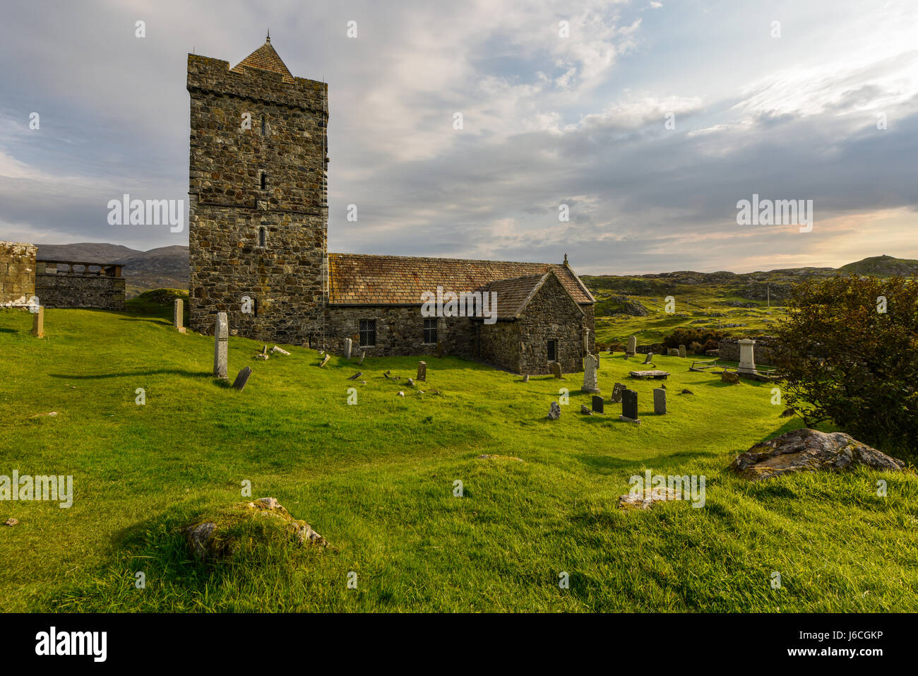 San Clemente chiesa a Rodel. Antica cappella di Harris e isola di Lewis, Ebridi Esterne, Highlands, Scotland, Regno Unito Foto Stock