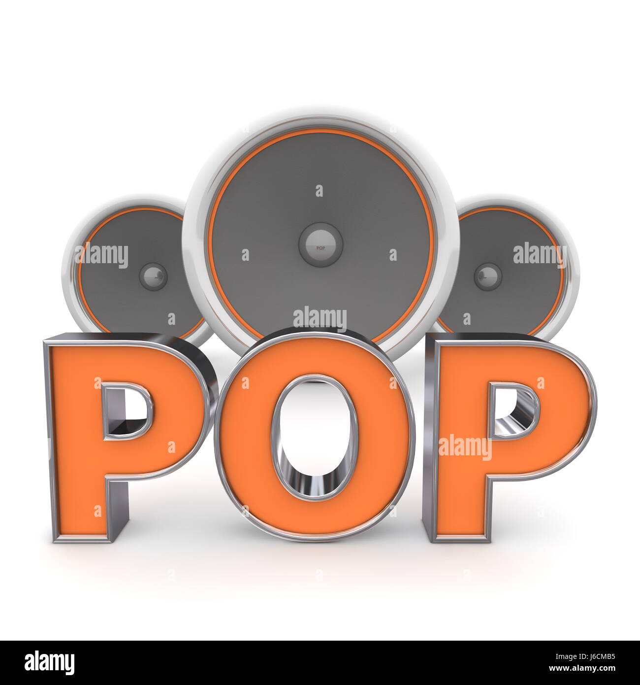 Musica lettere parola altoparlante altoparlanti pop arancione discoteca stile oggetto ascolto Foto Stock