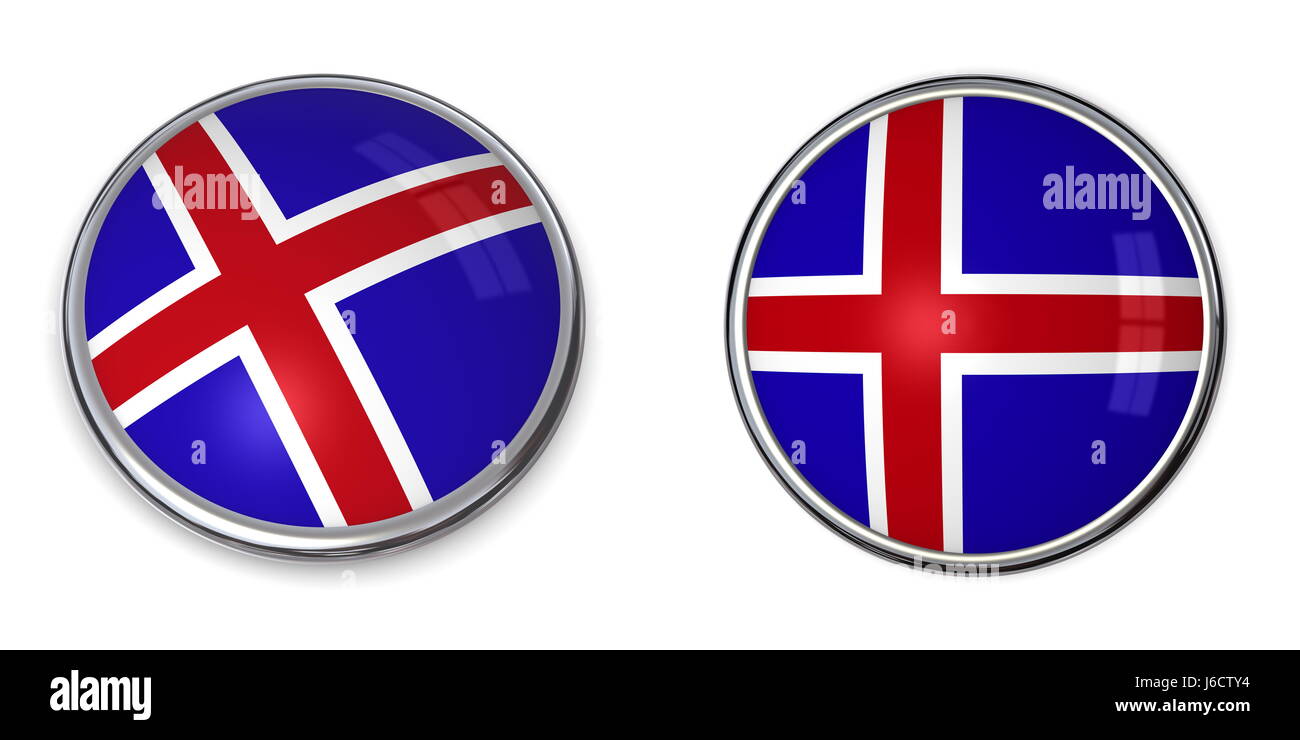 Bandiera banner pulsante scandinavia Islanda islandese pin sticker stickers travel Foto Stock