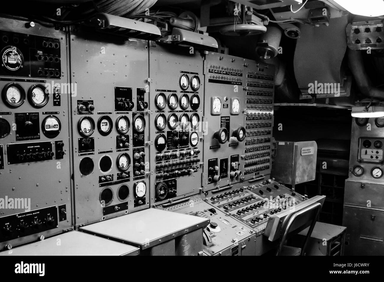 Unità di comando degli strumenti visualizza gli indicatori di segnale roba militare Foto Stock