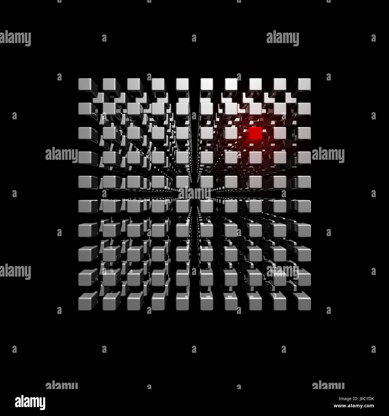 Isolato tridimensionale cubo tre cubi dimensionali selezione modello Foto Stock
