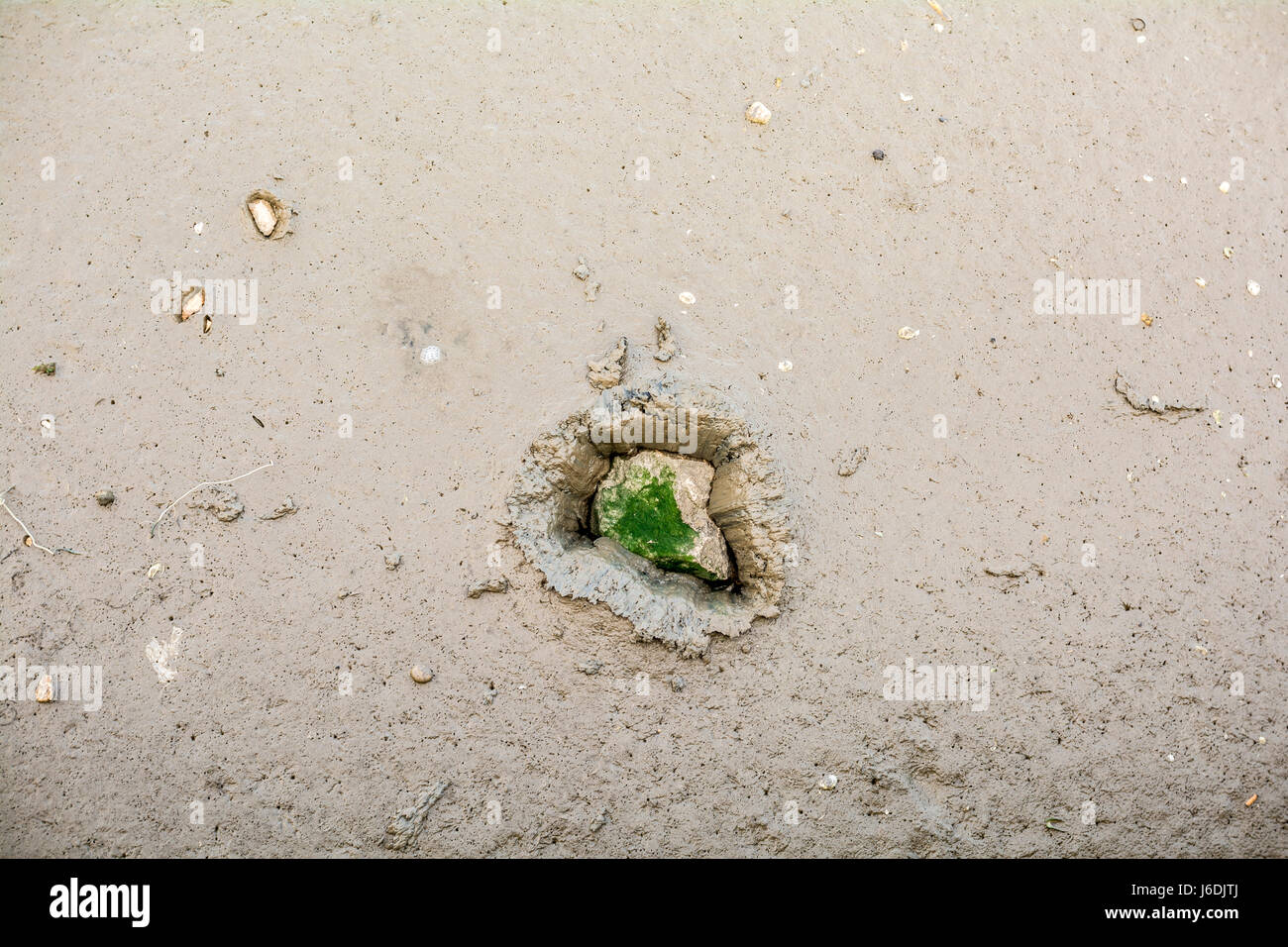 Impatto duro con il danneggiamento della superficie di messa a terra Foto Stock