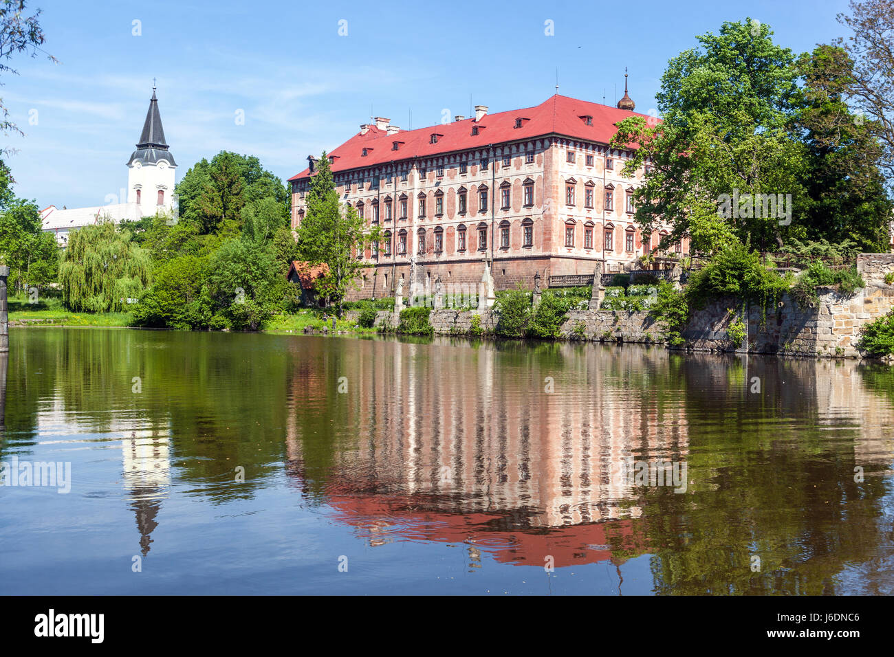 Castello barocco di Libochovice, Boemia settentrionale, Repubblica Ceca, Europa Foto Stock