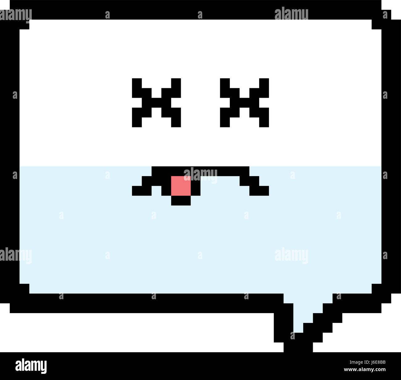 Una illustrazione di un palloncino di parola in cerca di morti in un 8 bit di stile cartoon. Illustrazione Vettoriale