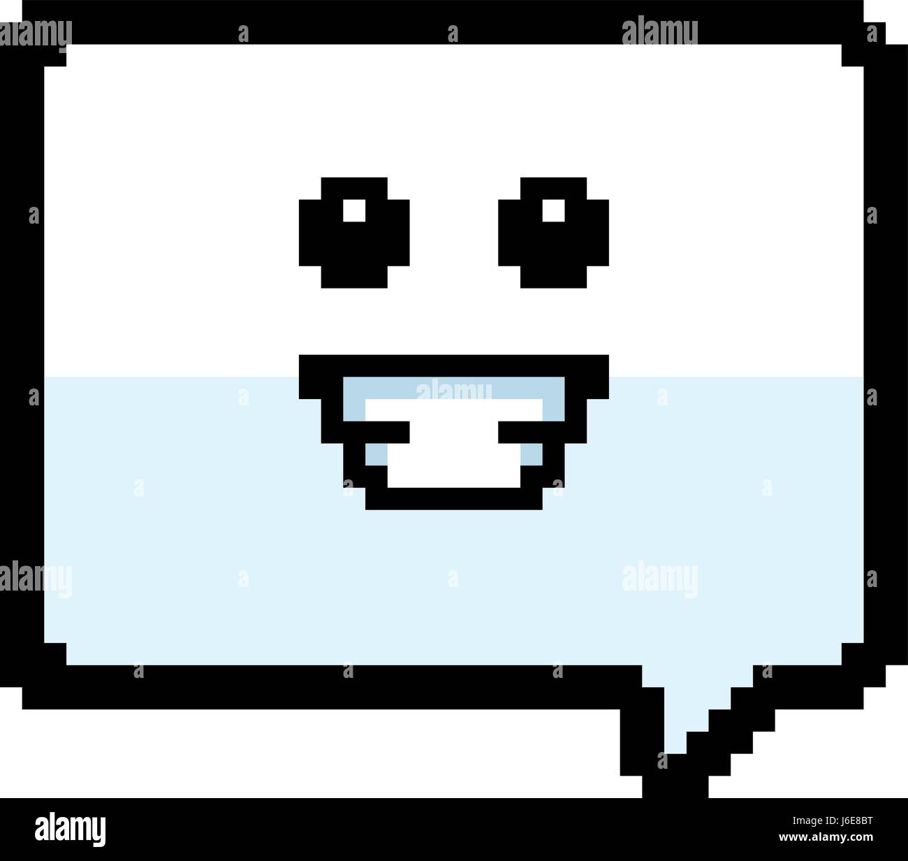 Una illustrazione di un palloncino di parola sorridente in 8 bit di stile cartoon. Illustrazione Vettoriale